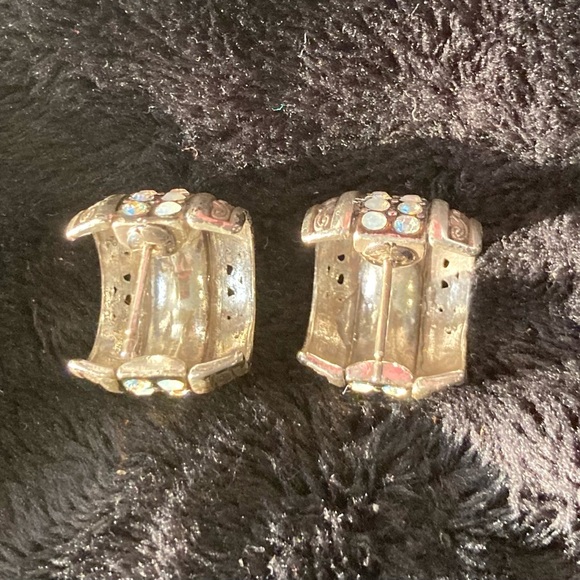 BRIGHTON retired/vintage Crystal Voyage post Huggie-type earrings - Picture 2 of 6